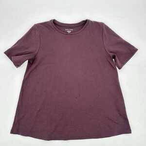 Eileen Fisher Organic Cotton Basic Crewneck Tee XXS Plum Short Sleeve Classic